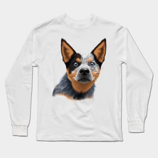 Cute Australian Cattle Dog Drawing Long Sleeve T-Shirt